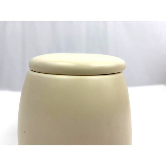 Umbra Mono Beige Ceramic Canister Lidded Jar Minimalist 5" - Picture 10 of 15